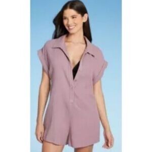 Stylish Mauve Button-Up Romper